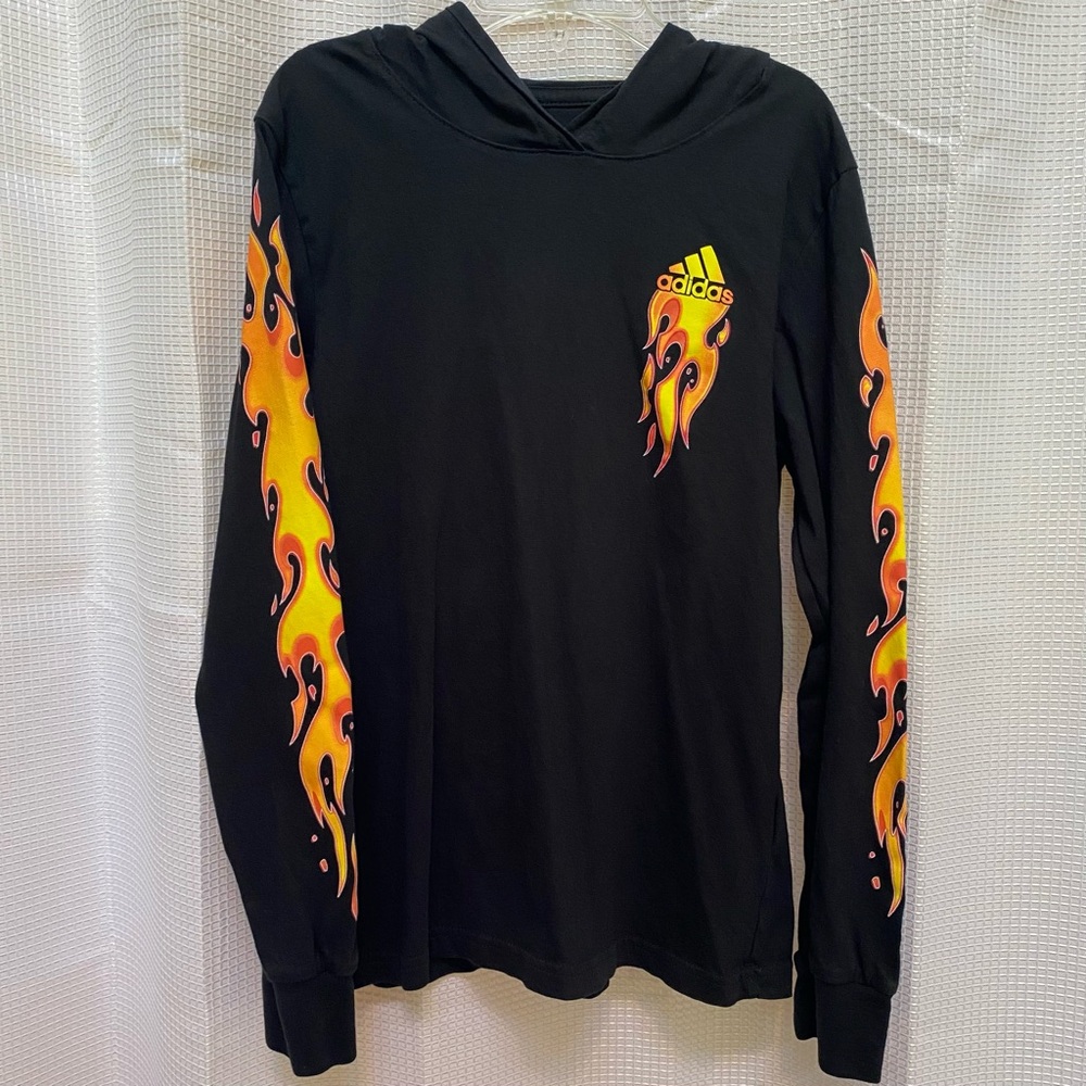 Boys ADIDAS Flame long sleeve hooded T-shirt